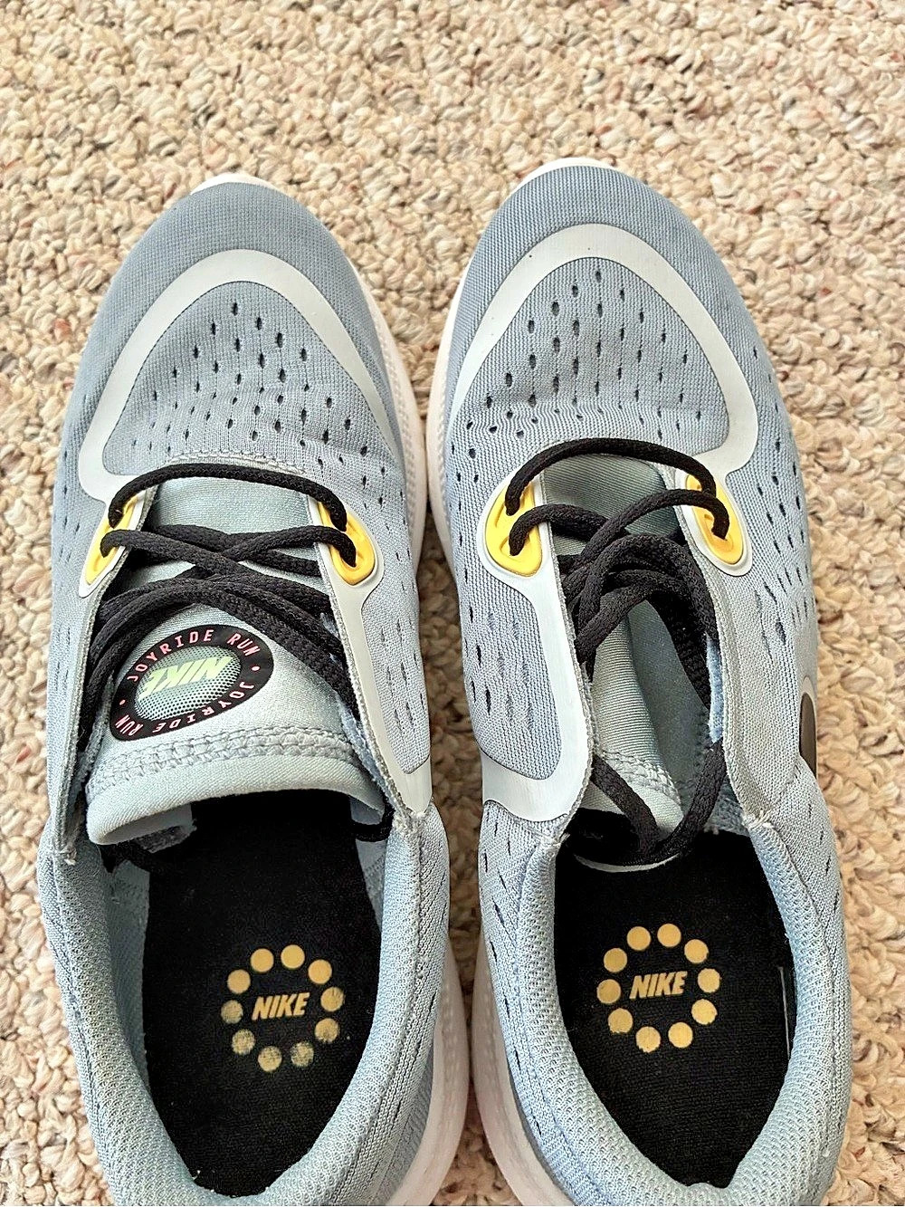 Nike Joyride Run Flyknit Athletic Shoes Gray & Yellow US 6.5